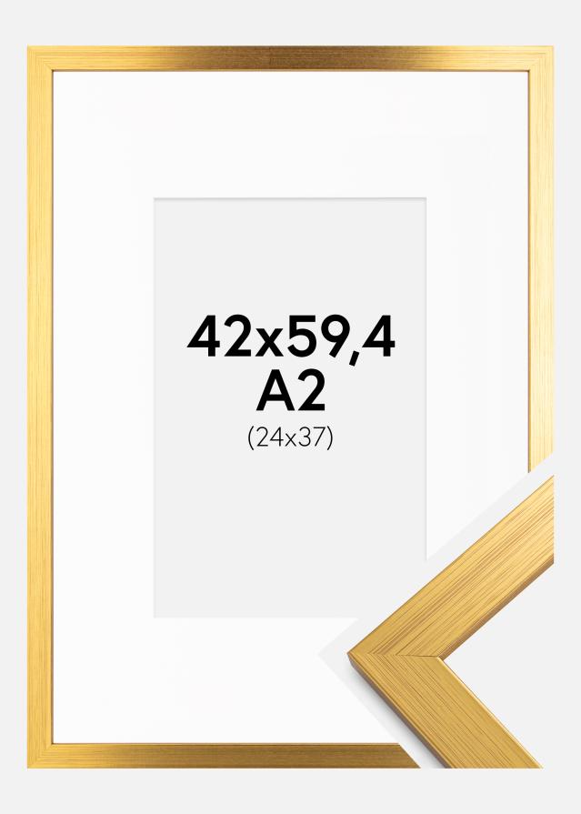 Ramme Gold Wood 42x59,4 cm (A2) - Passepartout Hvid 25x38 cm