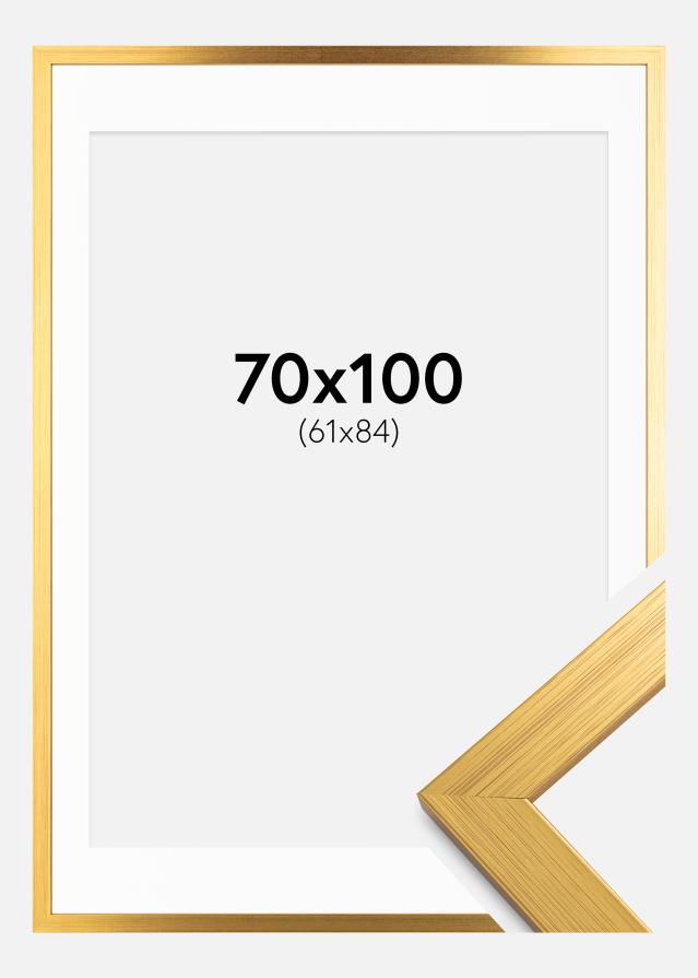 Ramme Gold Wood 70x100 cm - Passepartout Hvid 62x85 cm