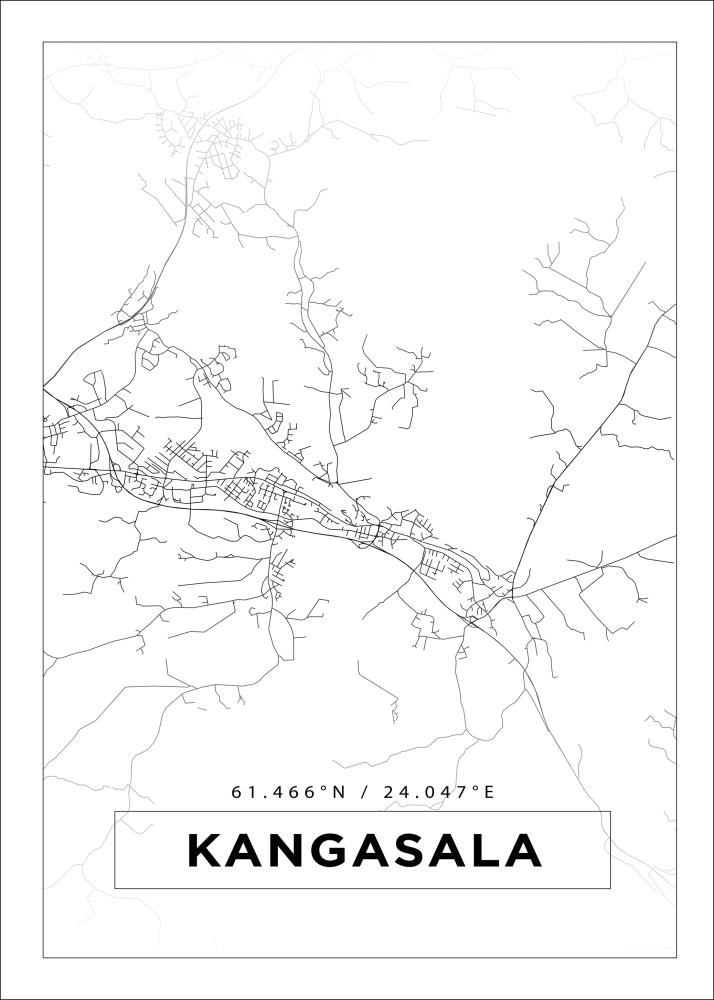 Kort - Kangasala - Hvid Plakat