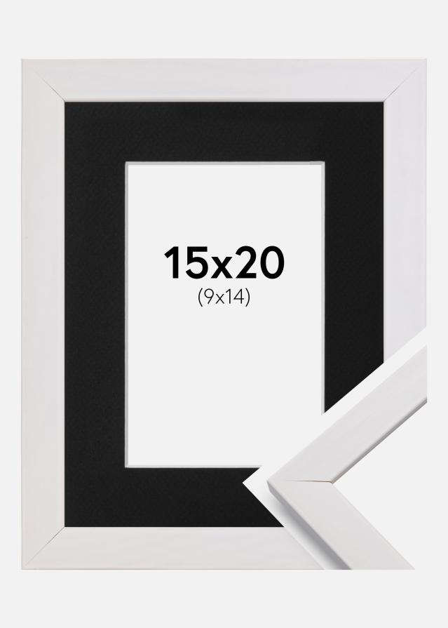 Ramme Stilren Hvid 15x20 cm - Passepartout Sort 10x15 cm