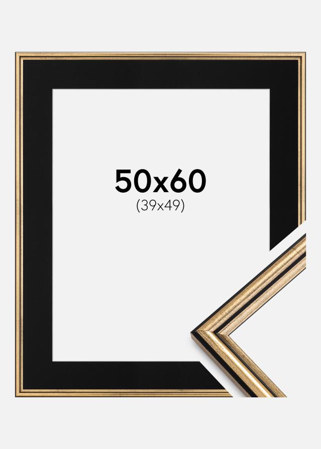 Ramme Horndal Guld 50x60 cm - Passepartout Sort 40x50 cm
