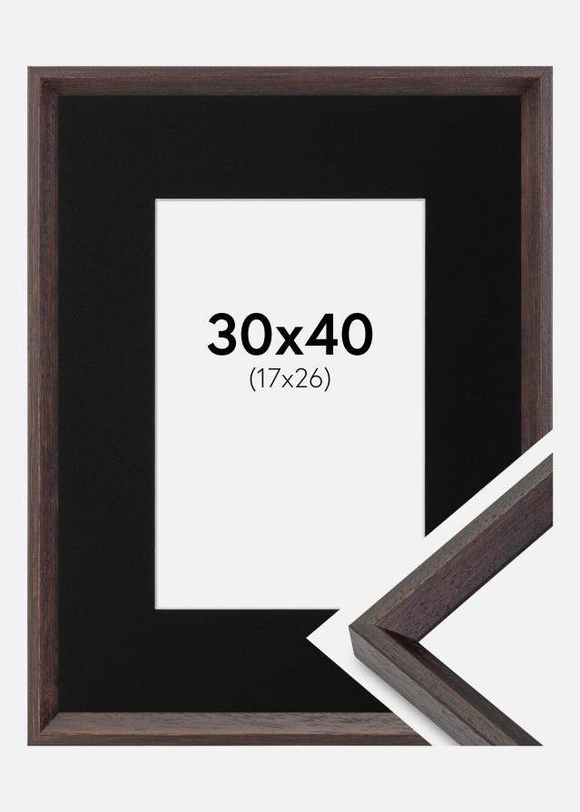 Ramme Globe Espresso 30x40 cm - Passepartout Sort 18x27 cm