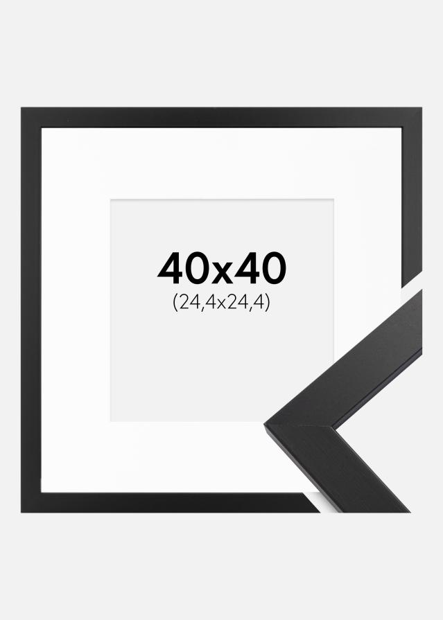 Ramme Black Wood 40x40 cm - Passepartout Hvid 10x10 inches