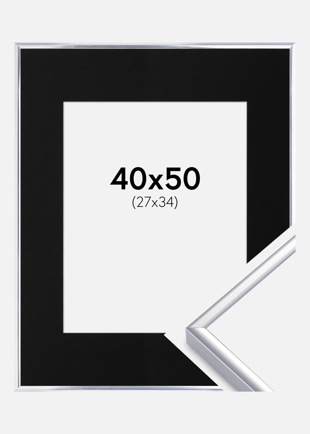 Product Image for Ramme Aluminium Blank Sølv 40x50 cm - Passepartout Sort 28x35 cm