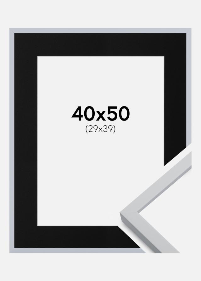 Ramme Oslo Hvid 40x50 cm - Passepartout Sort 30x40 cm