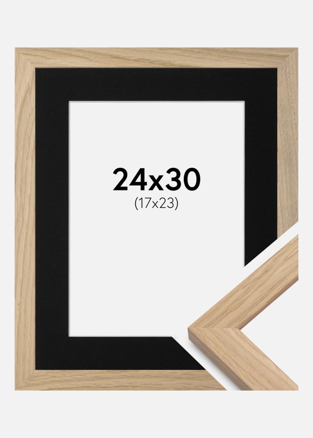 Ramme Oak Wood 24x30 cm - Passepartout Sort 18x24 cm