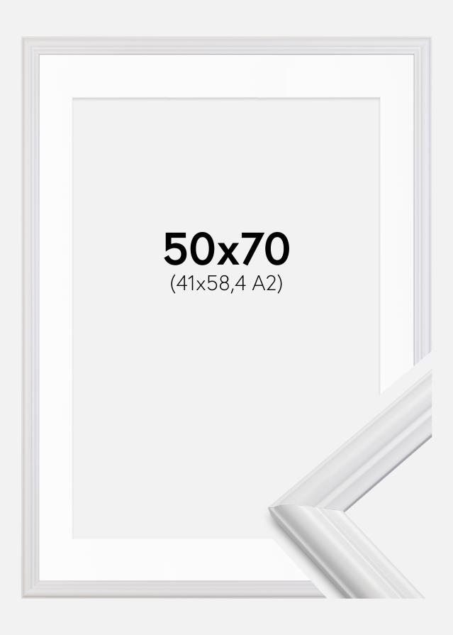 Ramme Siljan Hvid 50x70 cm - Passepartout Hvid 42x59,4 cm (A2)