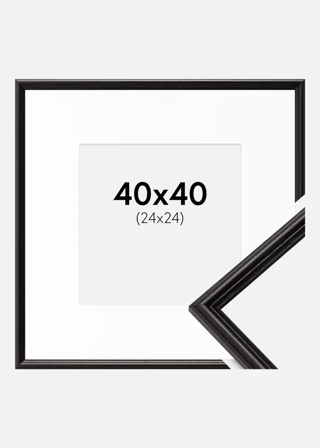 Ramme Horndal Sort 40x40 cm - Passepartout Hvid 25x25 cm