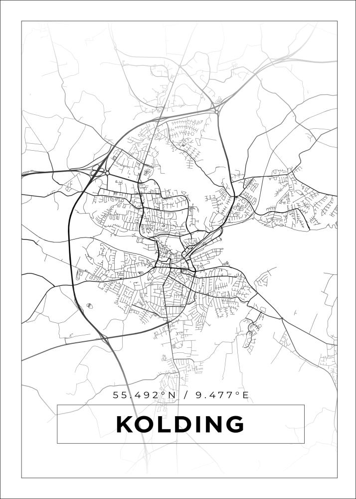 Kort - Kolding - Hvid Plakat