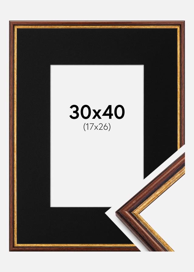 Ramme Horndal Brun 30x40 cm - Passepartout Sort 18x27 cm