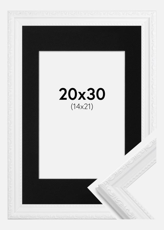 Ramme Abisko Hvid 20x30 cm - Passepartout Sort 15x22 cm