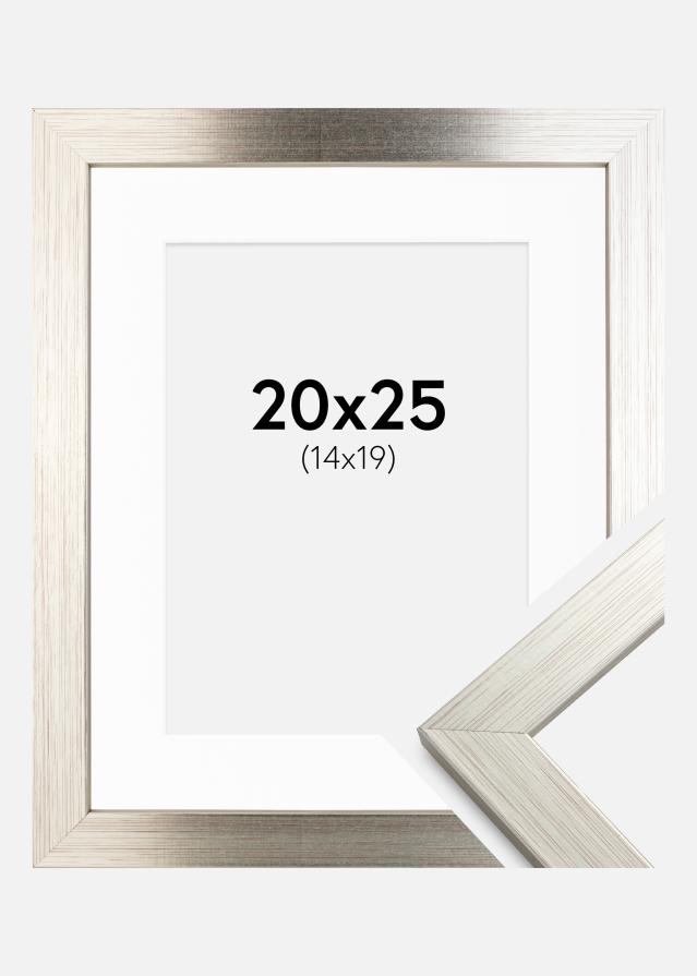 Ramme Silver Wood 20x25 cm - Passepartout Hvid 15x20 cm