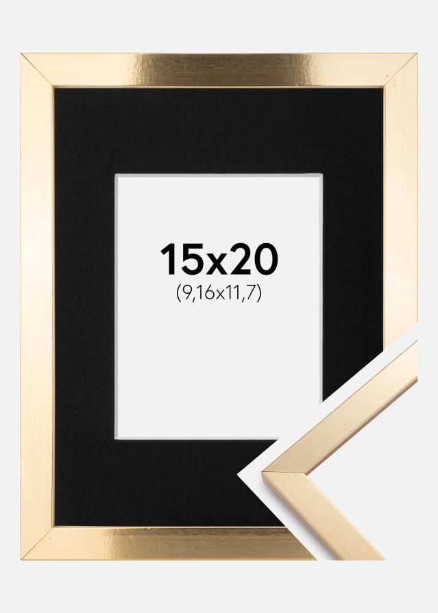 Ramme Trendy Guld 15x20 cm - Passepartout Sort 4x5 inches