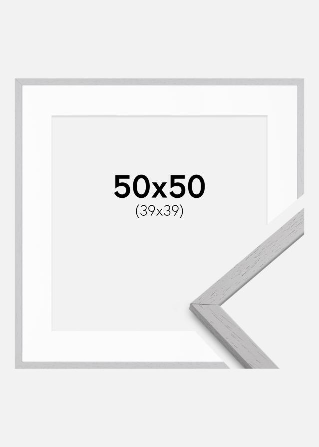 Ramme Edsbyn Grey 50x50 cm - Passepartout Hvid 40x40 cm