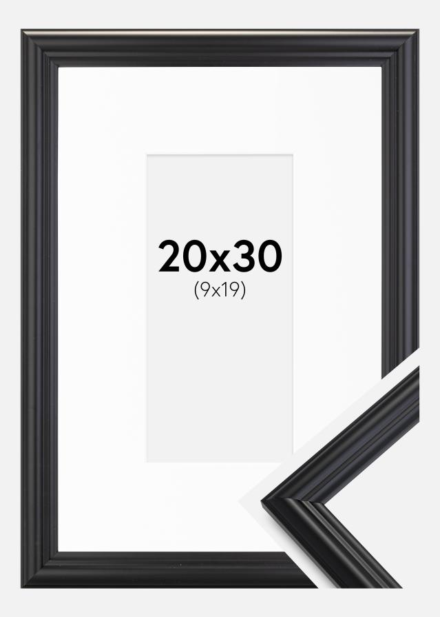 Ramme Siljan Sort 20x30 cm - Passepartout Hvid 10x20 cm