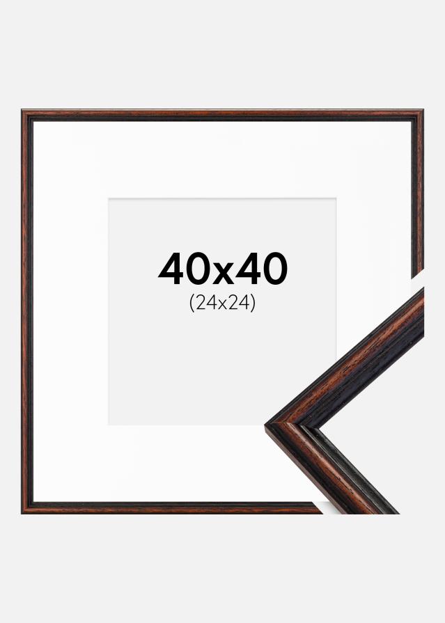 Ramme Horndal Valnød 40x40 cm - Passepartout Hvid 25x25 cm