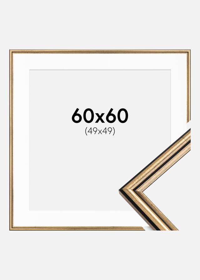 Ramme Horndal Guld 60x60 cm - Passepartout Hvid 50x50 cm