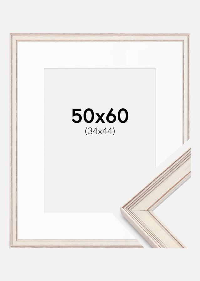 Ramme Shabby Chic Hvid 50x60 cm - Passepartout Hvid 35x45 cm