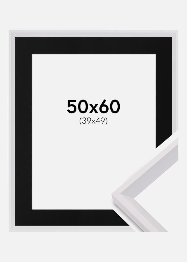 Ramme Globe Hvid 50x60 cm - Passepartout Sort 40x50 cm