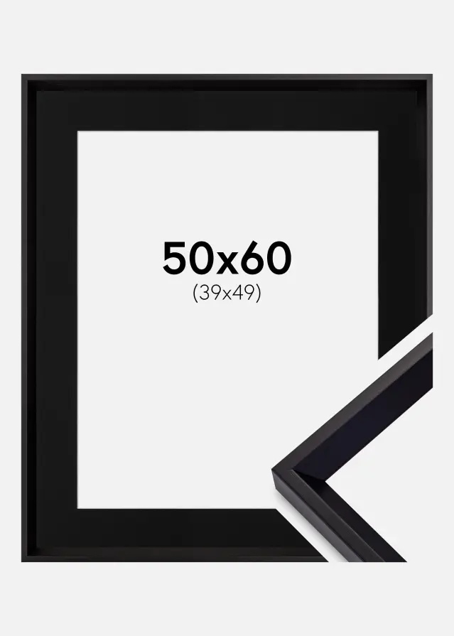 Ramme Globe Sort 50x60 cm - Passepartout Sort 40x50 cm
