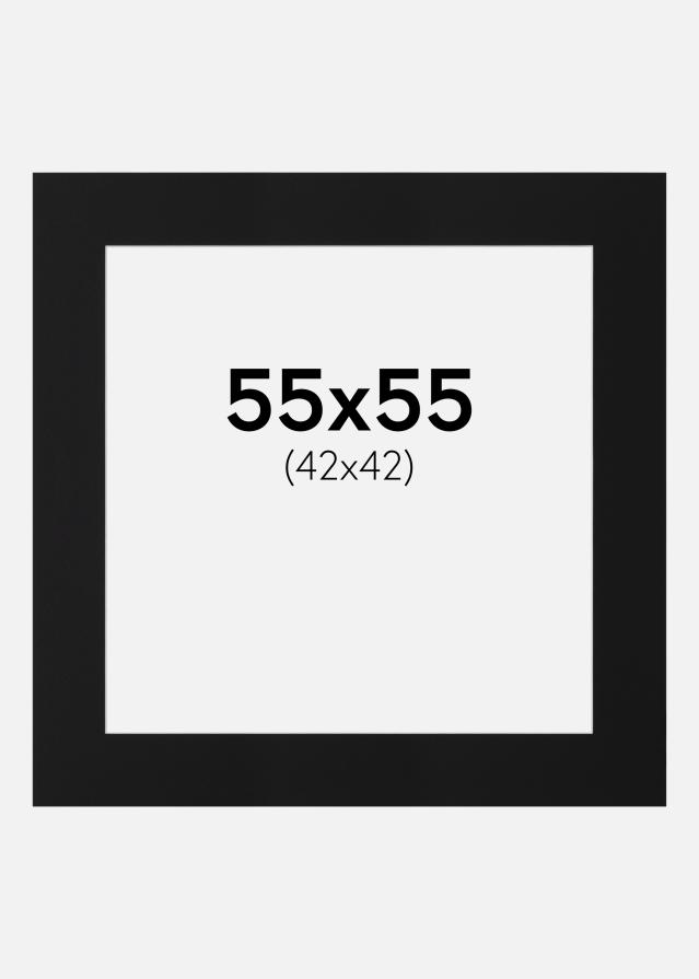 Passepartout Sort Standard (Hvid kerne) 55x55 cm (42x42)