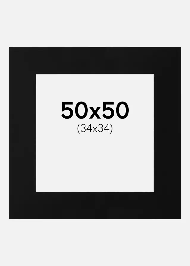 Passepartout Sort Standard (Hvid Kerne) 50x50 cm (34x34)