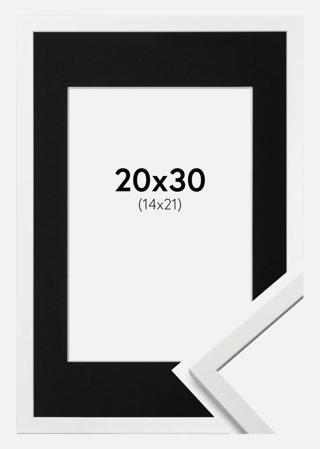 Ramme Edsbyn Hvid 20x30 cm - Passepartout Sort 15x22 cm