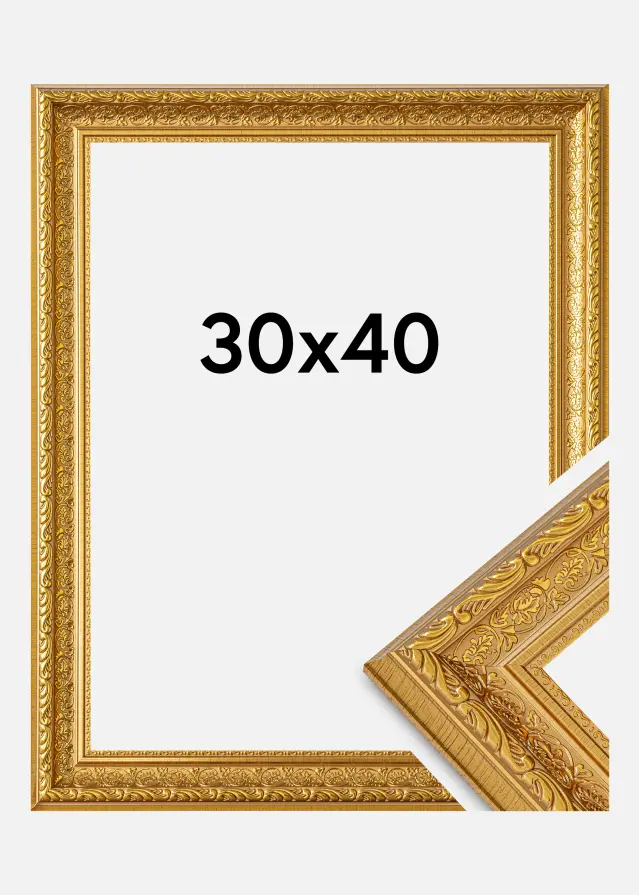 Ramme Ornate Akrylglas Guld 30x40 cm