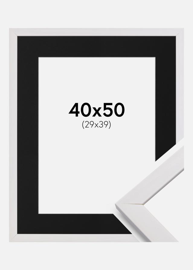Ramme Stilren Hvid 40x50 cm - Passepartout Sort 30x40 cm