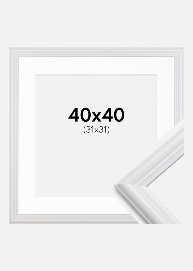 Ramme Siljan Hvid 40x40 cm - Passepartout Hvid 32x32 cm