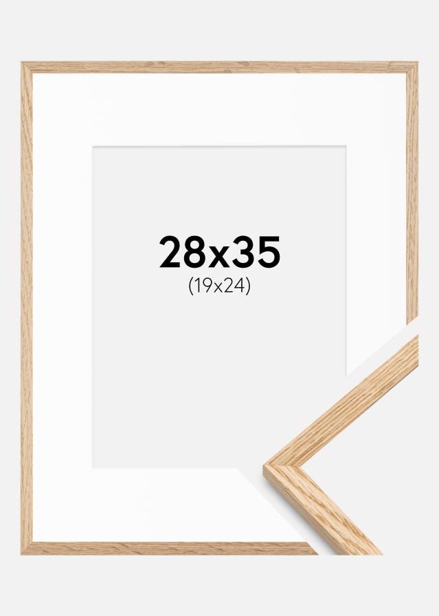 Ramme Tynd Eg 28x35 cm - Passepartout Hvid 20x25 cm