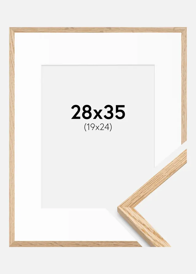 Ramme Tynd Eg 28x35 cm - Passepartout Hvid 20x25 cm