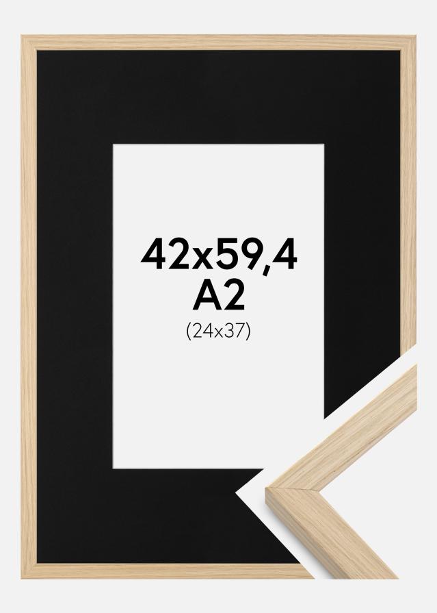 Ramme Grimsåker Eg 42x59,4 cm (A2) - Passepartout Sort 25x38 cm