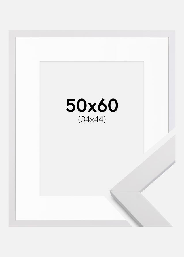 Ramme White Wood 50x60 cm - Passepartout Hvid 35x45 cm