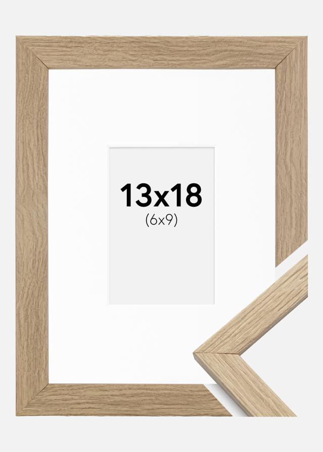 Ramme Stilren Eg 13x18 cm - Passepartout Hvid 7x10 cm