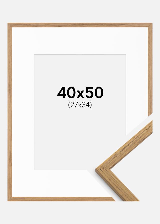 Ramme Edsbyn Teak 40x50 cm - Passepartout Hvid 28x35 cm