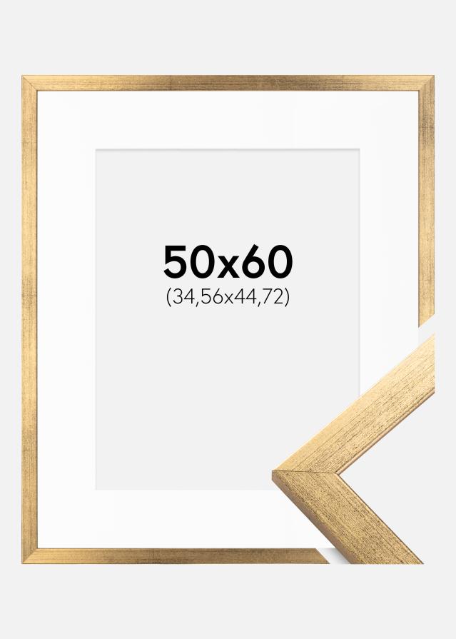 Ramme Stilren Guld 50x60 cm - Passepartout Hvid 14x18 inches