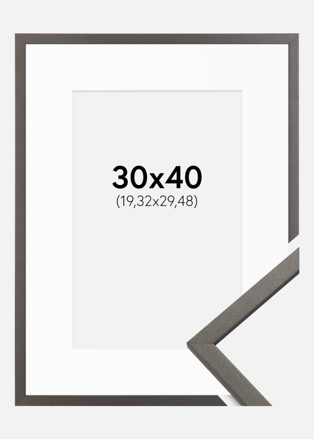 Ramme Edsbyn Grafit 30x40 cm - Passepartout Hvid 8x12 inches