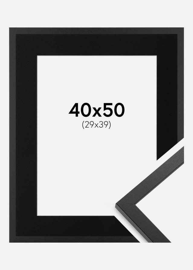 Ramme Trendy Sort 40x50 cm - Passepartout Sort 30x40 cm