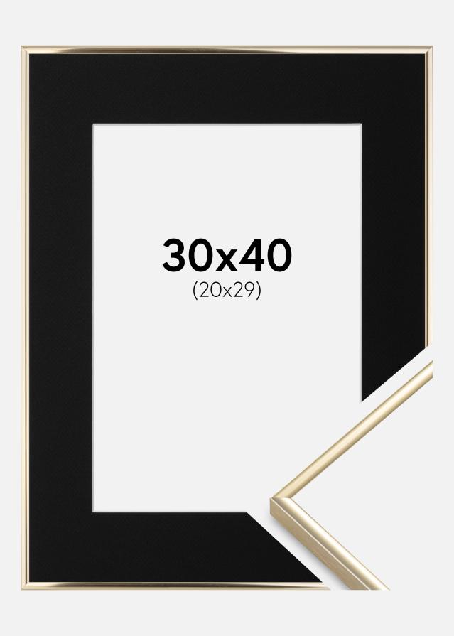 Ramme Visby Blank Guld 30x40 cm - Passepartout Sort 21x30 cm
