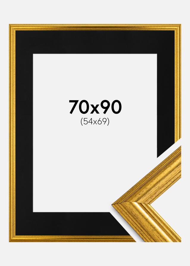 Ramme Västkusten Guld 70x90 cm - Passepartout Sort 55x70 cm