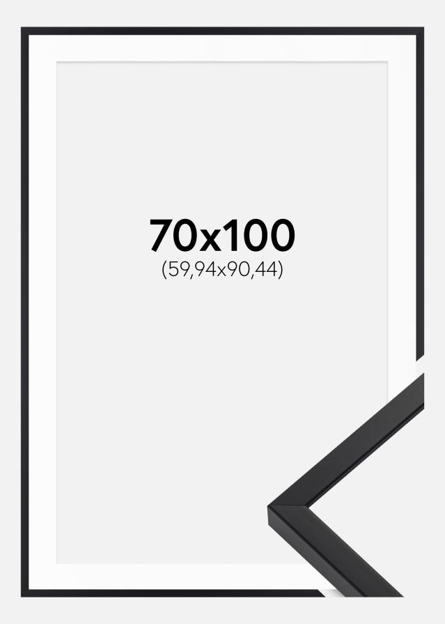 Ramme E-Line Wide Sort 70x100 cm - Passepartout Hvid 24x36 inches