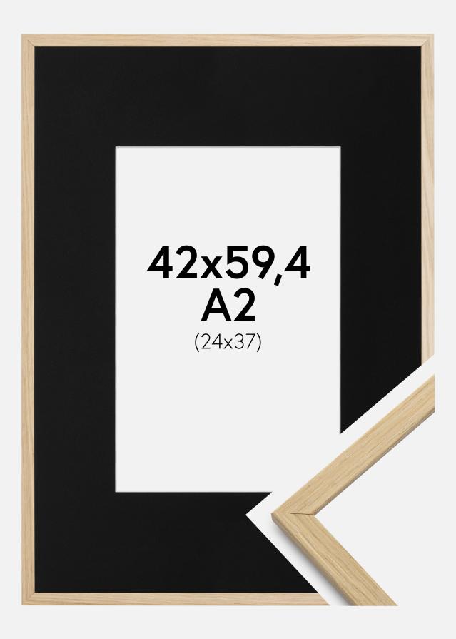 Ramme Edsbyn Eg 42x59,4 cm (A2) - Passepartout Sort 25x38 cm