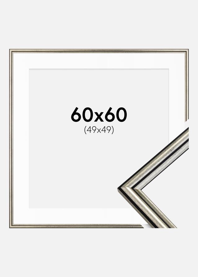 Ramme Horndal Sølv 60x60 cm - Passepartout Hvid 50x50 cm
