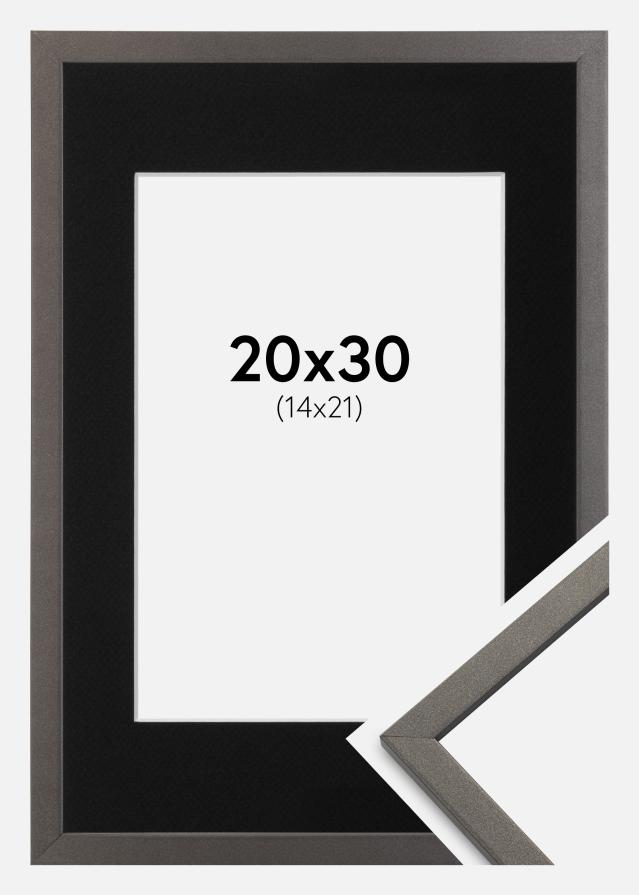 Ramme Edsbyn Grafit 20x30 cm - Passepartout Sort 15x22 cm