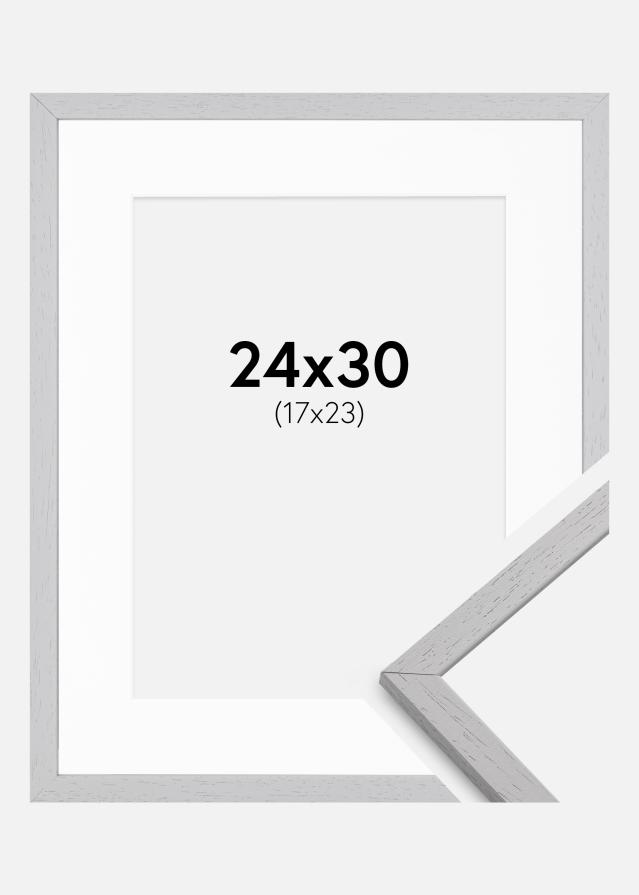 Ramme Edsbyn Grey 24x30 cm - Passepartout Hvid 18x24 cm
