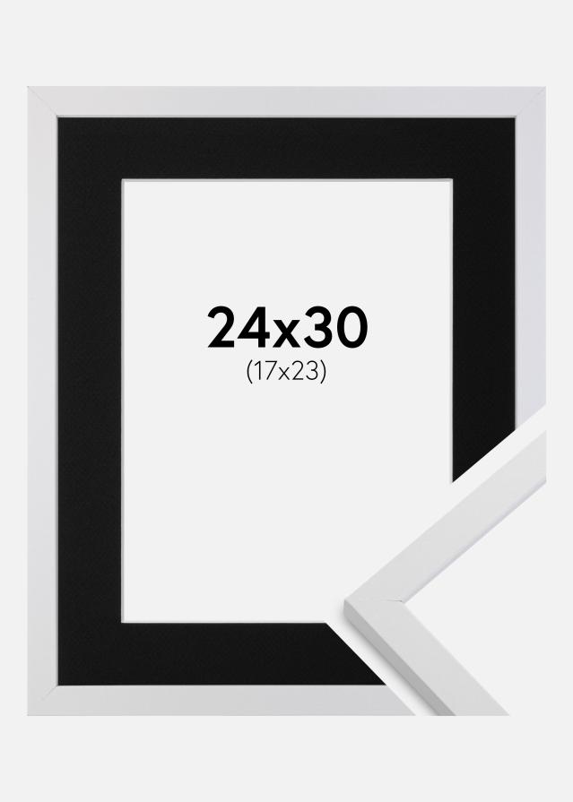 Ramme Trendy Hvid 24x30 cm - Passepartout Sort 18x24 cm