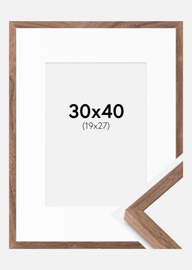 Ramme Soul Walnut Veneer 30x40 cm - Passepartout Hvid 20x28 cm