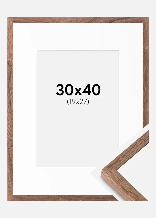 Ramme Soul Walnut Veneer 30x40 cm - Passepartout Hvid 20x28 cm