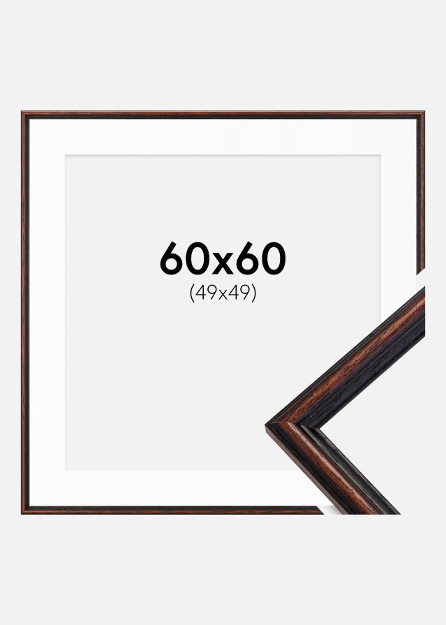 Ramme Horndal Valnød 60x60 cm - Passepartout Hvid 50x50 cm